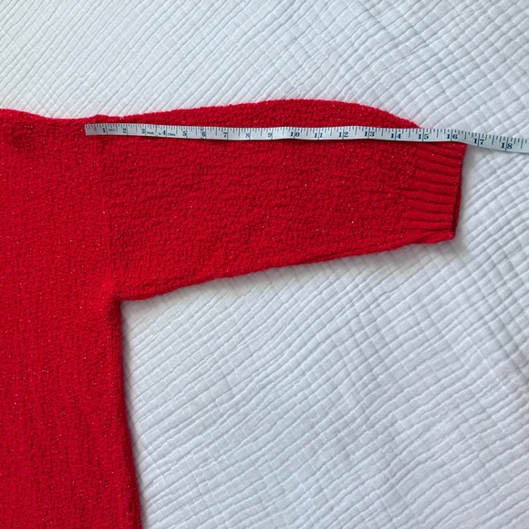 VTG Helen Sue Made in USA oversized red sparkly knit crew neck sweater Size M-L - Picture 11 of 14
